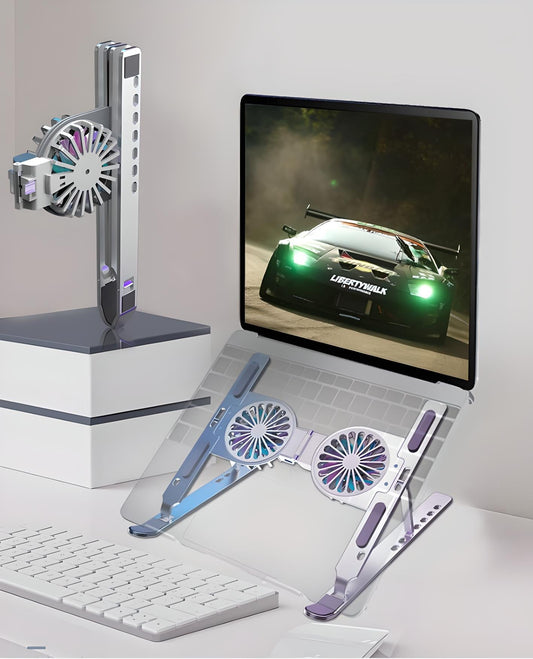Soporte para Laptop con Ventilador – Plegable, Ergonómico y Antisobrecalentamiento | MisterTodo Perú - MisterTodo