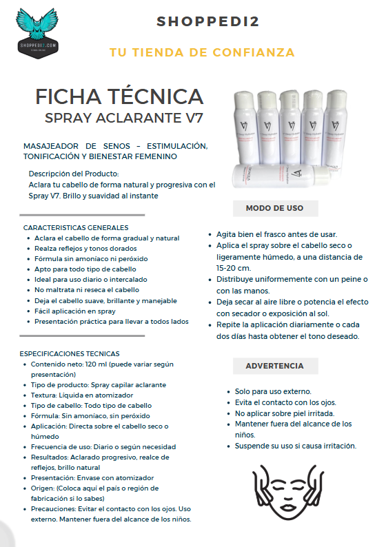 Spray Aclarante V7 con Hidratación – Ilumina y Revitaliza Tu Rostro al Instante | MisterTodo Perú - MisterTodo