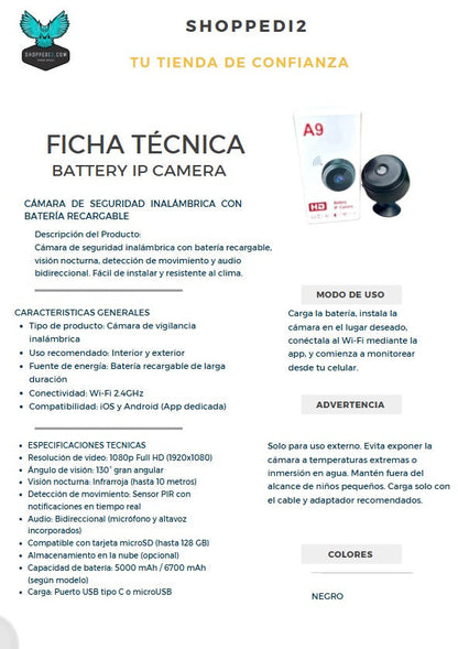 Cámara de Seguridad Inalámbrica con Batería Recargable – Monitorea tu Hogar Sin Límites | MisterTodo Perú - MisterTodo